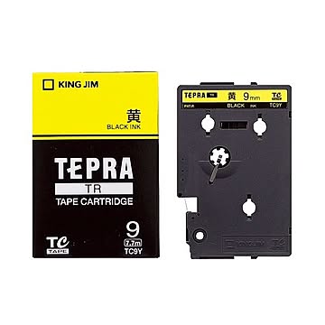 (まとめ) キングジム テプラ TR テープカートリッジ パステル 9mm 黄／黒文字 TC9Y 1個 【×10セット】