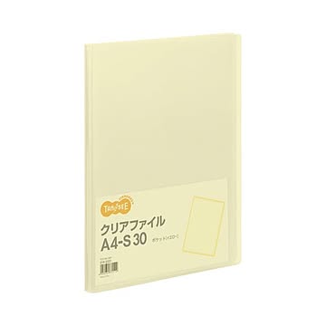 (まとめ) TANOSEE クリアファイル A4タテ 30ポケット 背幅17mm イエロー 1冊  【×50セット】