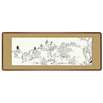 額絵 鳥獣戯画 恵風 124x48cm 三幸