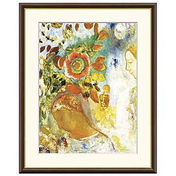 額絵 花に囲まれた二人の少女 オディロン・ルドン 61x49.5cm 三幸