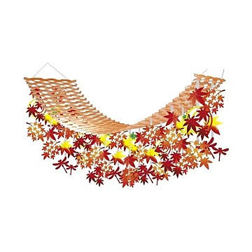 （まとめ） 和風紅葉プリーツハンガー 【×2セット】