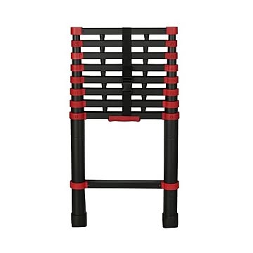 脚立 ステップ 9段 幅46×奥行7×高さ86〜260cm ブラック×レッド 指挟み防止機能付き 軽量 コンパクト アルミ 伸縮 はしご