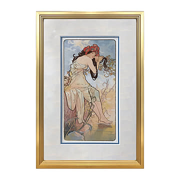 Alfons Mucha（アルフォンス ミュシャ） Summer アートポスター（フレーム付き）  m12217