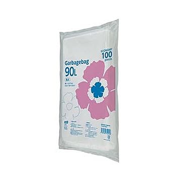 （まとめ）TANOSEE ゴミ袋エコノミー乳白半透明 90L 1パック（100枚）【×10セット】