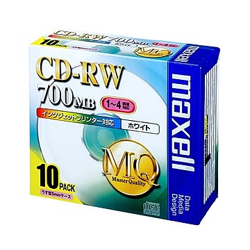 （まとめ） マクセル データ用CD-RW 700MB 4倍速 ホワイトプリンターブル 5mmスリムケース CDRW80PW.S1P10S 1パック（10枚） 【×3セット】