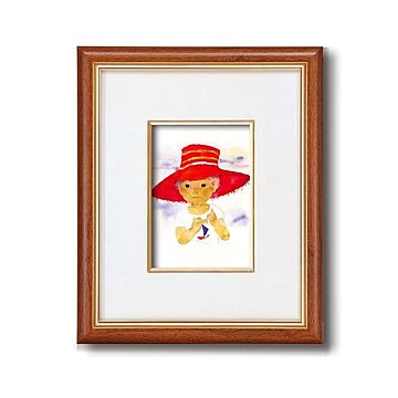 いわさきちひろ ブランド 赤い帽子 デザイン インチ判額縁 スタンド付き・壁掛け可能 日本製