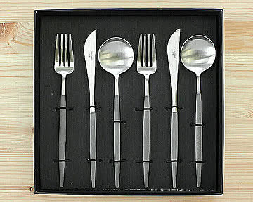 クチポール ゴア グレー ディナー6点セット（ディナーナイフ・ディナーフォーク・ディナースプーン）  Cutipol GOA