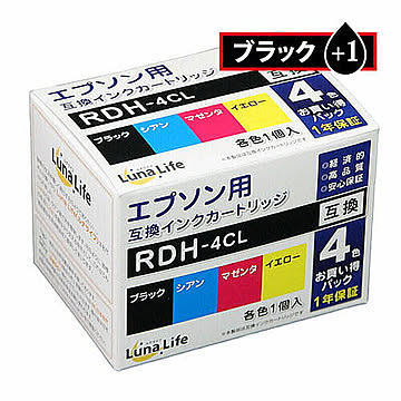 エプソン用 RDH-4CL 互換インクカートリッジ ブラック1本おまけ付き5本セット 管理No. 4582458926867
