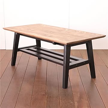 北欧風 センターテーブル/ローテーブル  100×50×42cm 木製 棚付き 組立品 〔リビング ダイニング〕
