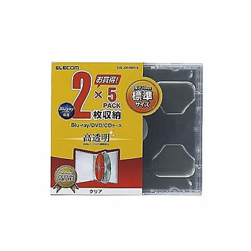 10個セット エレコム Blu-ray/DVD/CDケース（標準/PS/2枚収納） CCD-JSCNW5CRX10