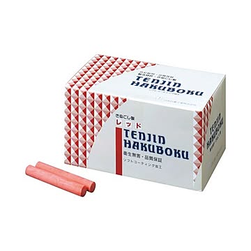 (まとめ) 日本白墨 天神印チョーク(石膏カルシウム製) 赤 CH-2 1箱(100本) 【×10セット】