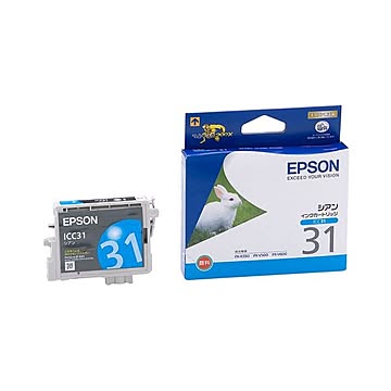 （まとめ） エプソン EPSON インクカートリッジ シアン ICC31 1個 ×4セット