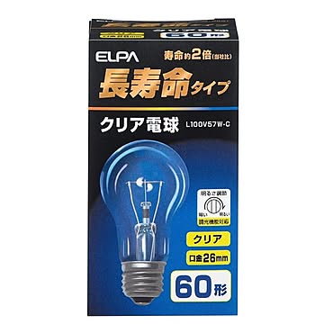 （まとめ） ELPA 長寿命クリア電球 60W形 E26 L100V57W-C 【×35セット】