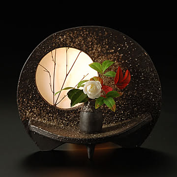 信楽焼 小 扇形あかり 室内用