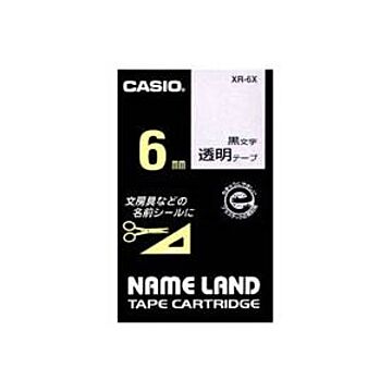 （まとめ）カシオ CASIO 透明テープ XR-6X 透明に黒文字 6mm×5セット
