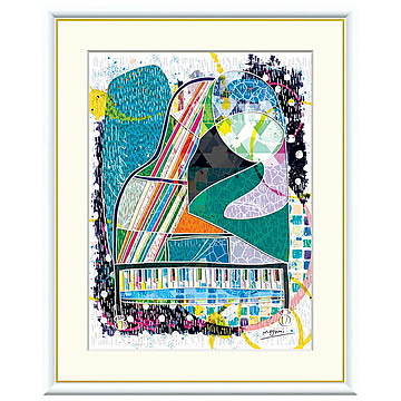 額絵 ピアノ 仁科めぐみ 42x34cm 三幸