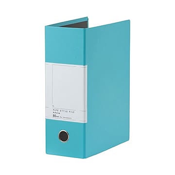 TANOSEE 両開きパイプ式ファイルSt A4タテ 800枚収容 80mmとじ 背幅107mm スカイブルー 1セット（10冊）