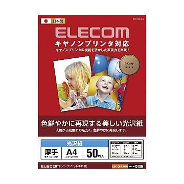 （まとめ） エレコム キヤノンプリンタ対応光沢紙 210mm×297mm（A4サイズ） EJK-CGNA450 ×2セット