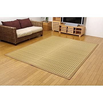 日本製 い草 ラグマット/絨毯 【掛川織 江戸間】 抗菌 防臭 調湿効果付き 消臭 クッション性 〔リビング〕