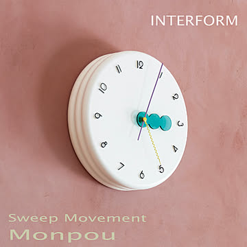  【電池ﾌﾟﾚｾﾞﾝﾄ】インターフォルム 掛け時計 連続秒針 モンプー CL4568