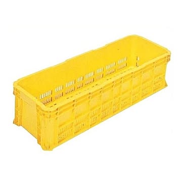 【5個セット】 リステナー/網目コンテナボックス  イエロー メッシュ構造 〔みかん 果物 野菜等収穫 保管 保存 物流〕【代引不可】