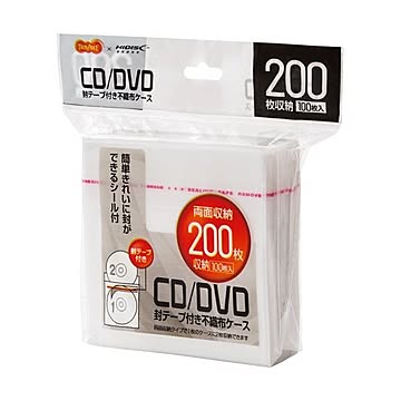 (まとめ) TANOSEE CD・DVD不織布ケース封付 両面2枚収納 1パック(100枚) 【×30セット】