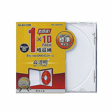 エレコム　Blu-ray/DVD/CDケース(標準/PS/1枚収納)　CCD-JSCN10WH 管理No. 4953103400030