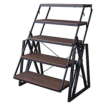 シェルフ テーブル 組立式 可変式 ムービングシェルフテーブル DIS-500BK 幅93x奥行60〜150x高さ133〜72cm 東谷