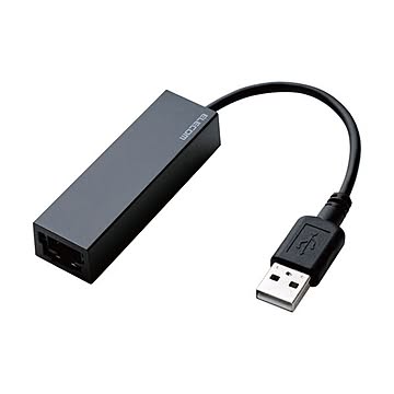 (まとめ) エレコム 有線LANアダプターUSB2.0(Type-A) ブラック EDC-FUA2-B 1個 【×10セット】