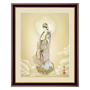 アート 額絵 聖観音 鈴木 翠朋 本紙サイズ F4(約31x23cm) 額サイズ 42x34cm 三幸