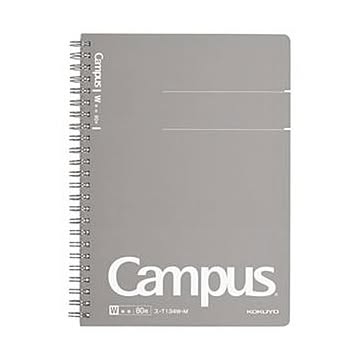 （まとめ）コクヨ キャンパスツインリングノート（カットオフ）A5 無地 80枚 グレー ス-T134W-M 1セット（5冊）【×5セット】