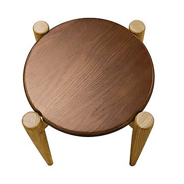 フジシ ドーバー2 木製スツール タモ無垢 36.5cm幅 3色ツートン ナチュラル ブラウン 円形食卓椅子 積み重ね可能