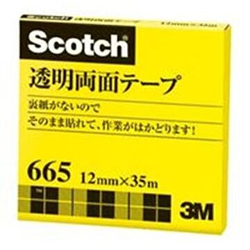 （まとめ）スリーエム 3M 透明両面テープ 665-3-12 12mm×35m×3セット