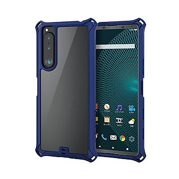 エレコム Xperia 5 III ケース カバー 耐衝撃 ZEROSHOCK ゼロショック ハイブリッドケース クリアタイプ ストラップホール付 ネイビー PM-X214ZEROFCNV