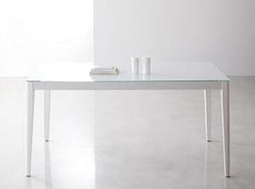 プラシデス ハイグレードガラスダイニングテーブル グロッシーホワイト W150