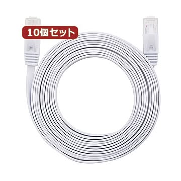 10個セット LANケーブル フラット CAT6 5m 白 AS-CAPC014X10