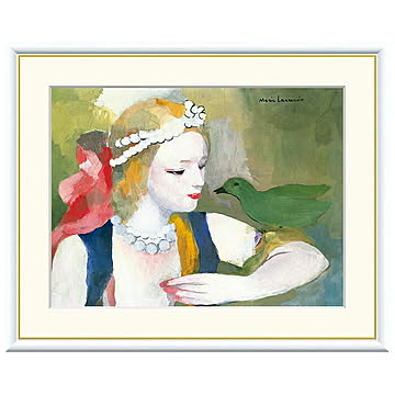 額絵 鳥と乙女 マリー・ローランサン 42x34cm 三幸