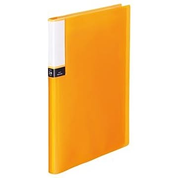 （まとめ） TANOSEE クリアブック（透明表紙） A4タテ 24ポケット 背幅15mm オレンジ 1冊 【×10セット】