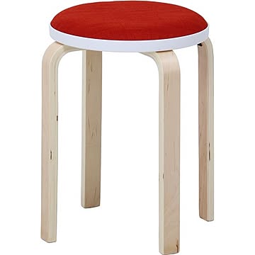 6個セット オレンジ スタッキング スツール 幅32×奥行32×高さ47cm ファブリック 曲木