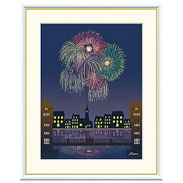 額絵 花火 田口みちる 52x42cm 三幸
