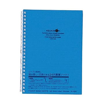 まとめ リヒトラブ AQUA DROPsツイストノート A5 24穴 B罫 青 30枚 N-1658-8 1冊  ×50セット