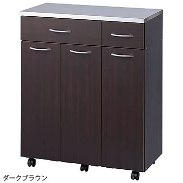 ステンレス天板付きゴミ箱 3分別 ダークブラウン 幅70.5cm 耐荷重30kg 容量14L