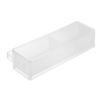 towerタワー(山崎実業) 冷蔵庫中ザルボウル 蓋＆仕切り付き Refrigerator Colander with Lid & Divider 収納 キッチン トレー ケース コンテナ 蓋付き