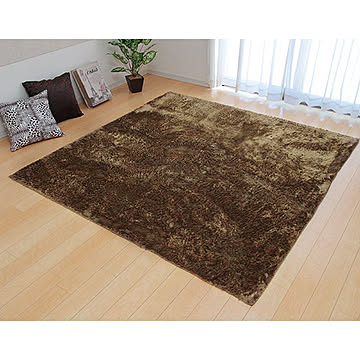 イケヒコ・コーポレーション シャギー調ラグ ラルジュ ベージュ 約185×185cm