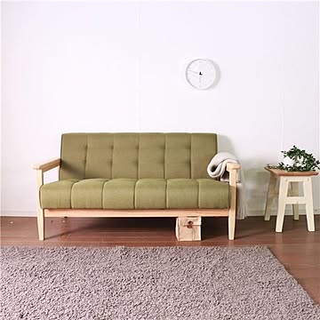レトロ ソファー 【2人掛け】 135×73×70(40)cm 木製 肘付き 脚付き 組立品 〔リビング ダイニング〕