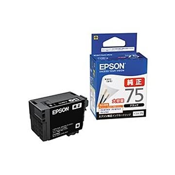 (まとめ) エプソン EPSON インクカートリッジ ブラック 大容量 ICBK75 1個 【×10セット】
