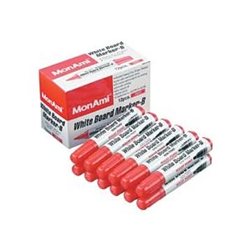 (まとめ) モナミ ホワイトボードマーカーB 丸芯赤 10503 1セット（12本） 【×30セット】