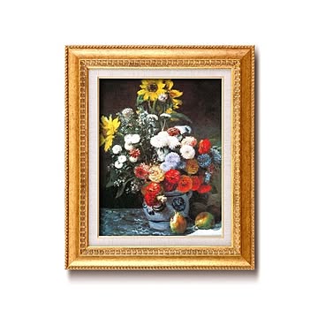 【世界の名画】名画額縁 複製画 絵画額 ■ ルノワール名画額Ｆ６金「花束」 ひも付き
