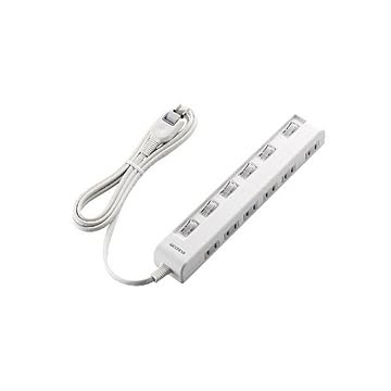 (まとめ)エレコム 個別スイッチ付省エネタップ(横挿しタイプ) T-E5C-2620WH×3セット
