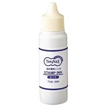 （まとめ） TANOSEE スタンプ台専用補充インキ 30ml 藍色 1個 【×10セット】